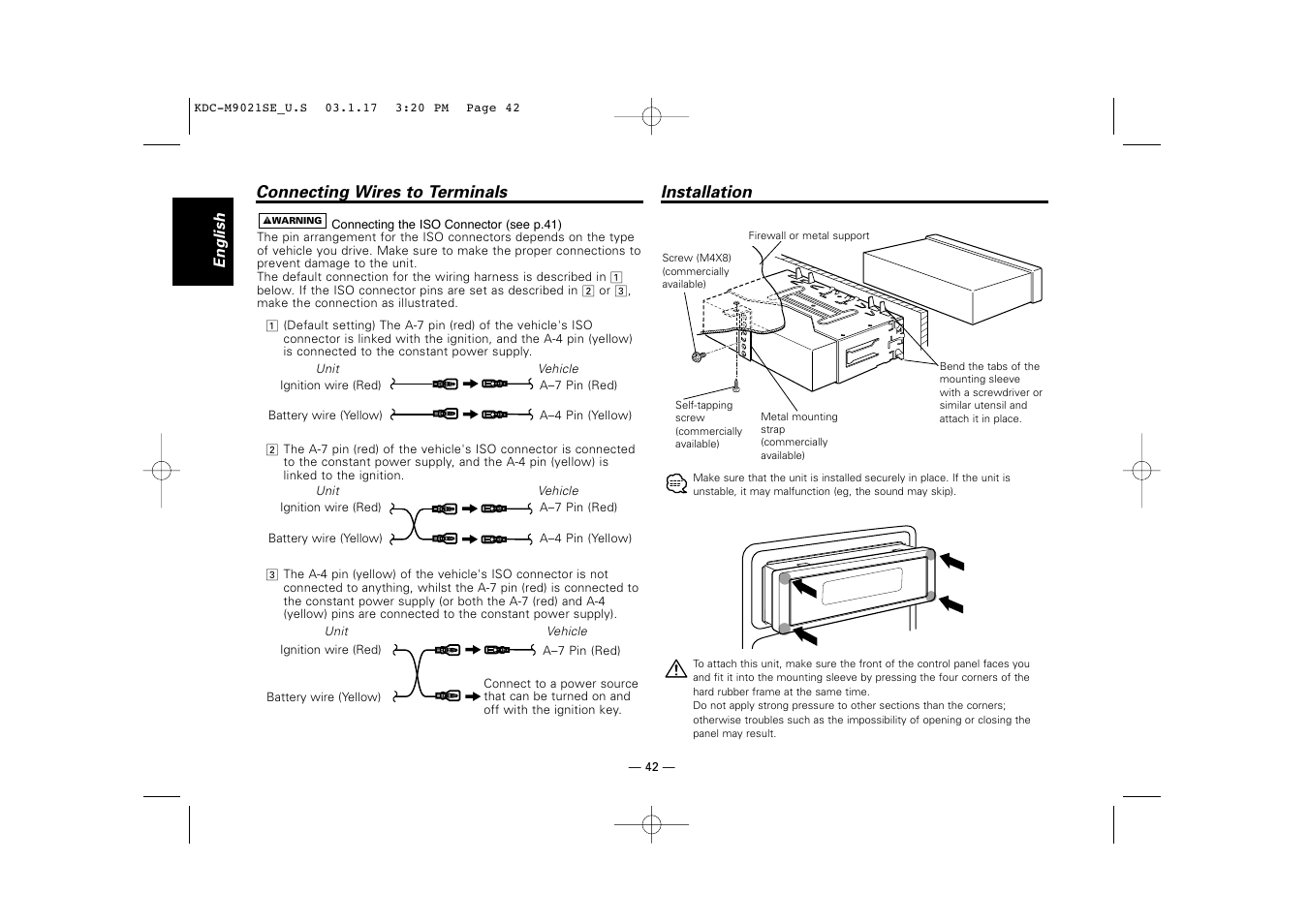 Installation | Kenwood KDC-M9021   EN User Manual | Page 42 / 52