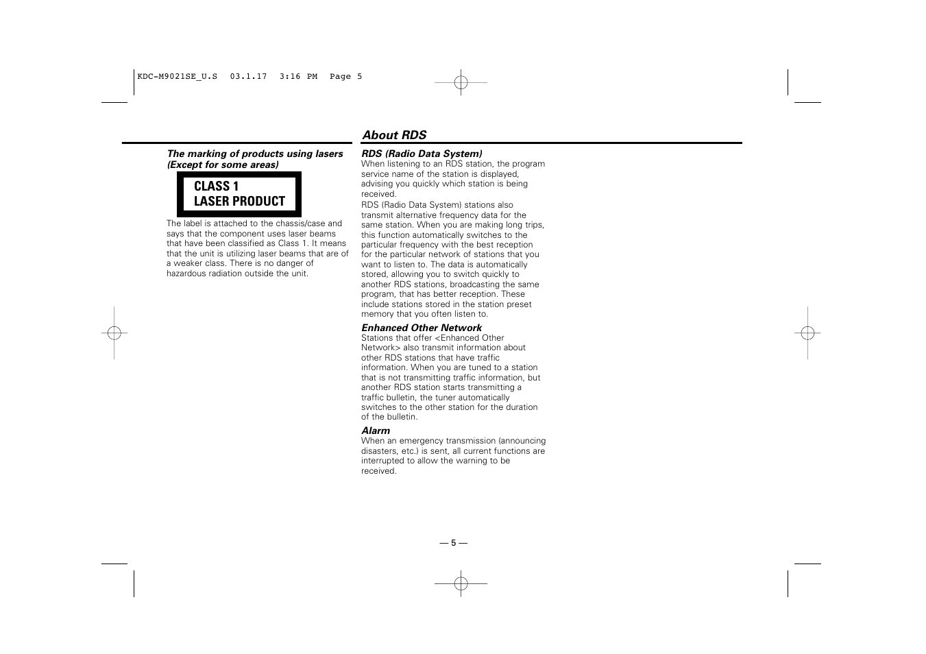 About rds | Kenwood KDC-M9021   EN User Manual | Page 5 / 52