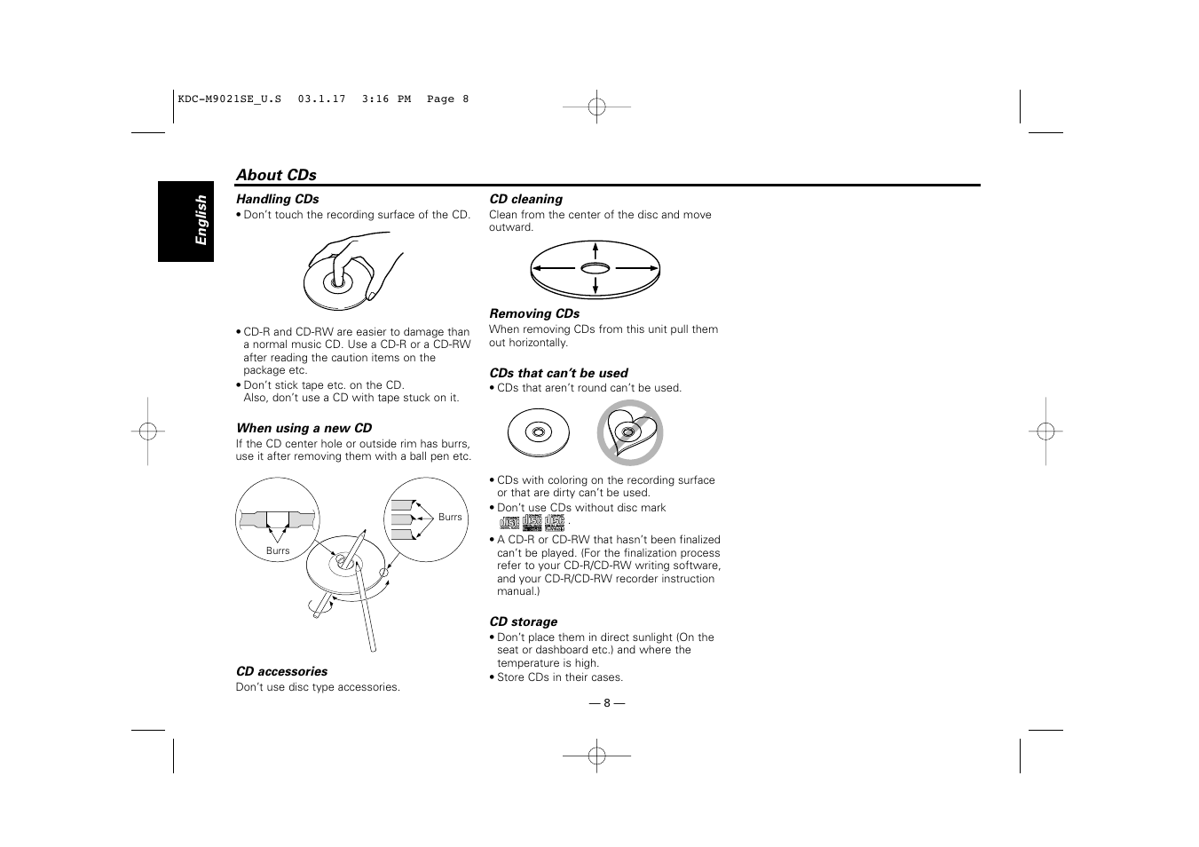 About cds | Kenwood KDC-M9021   EN User Manual | Page 8 / 52