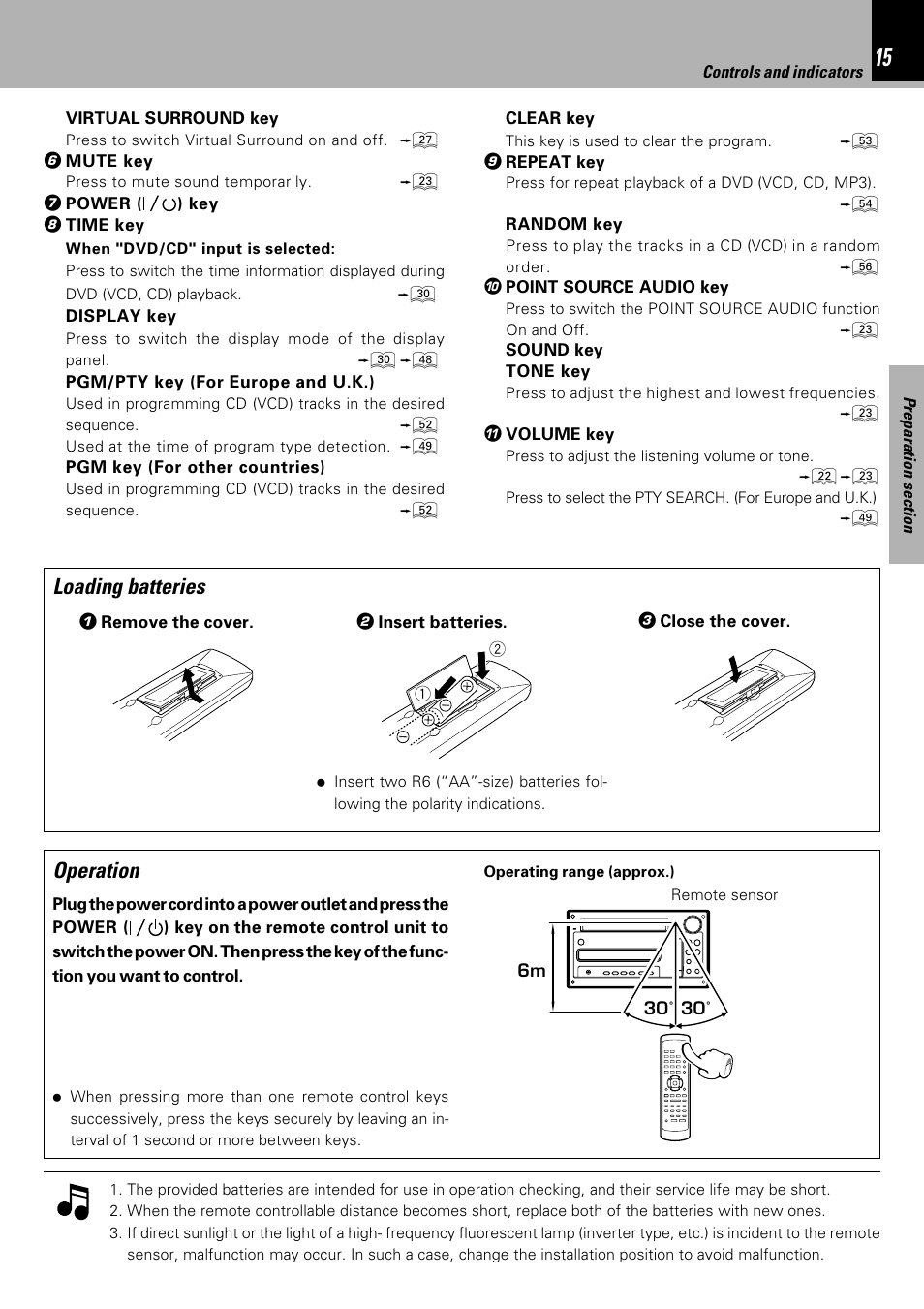 Operation, Loading batteries | Kenwood HM-DV7 User Manual | Page 15 / 72