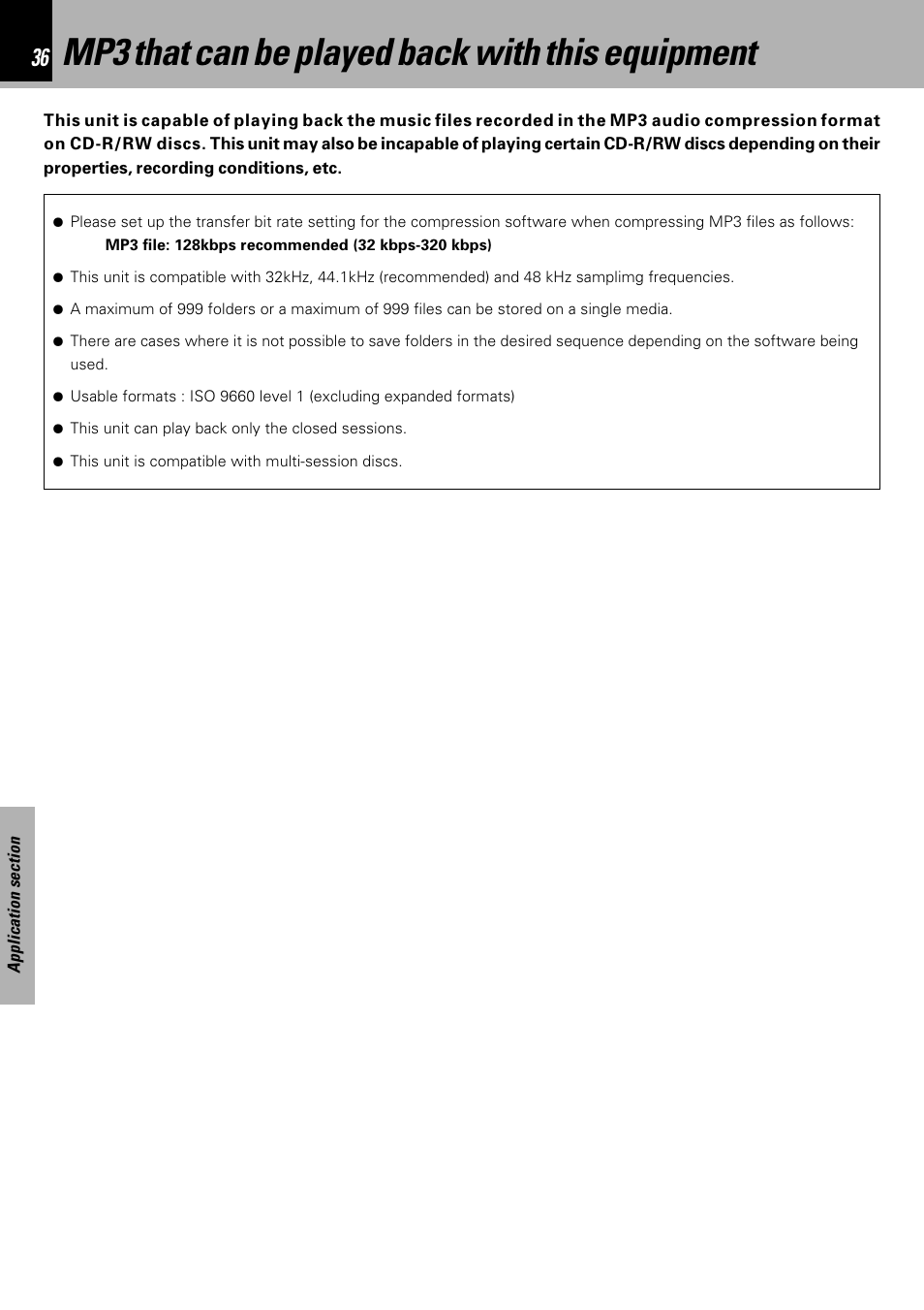 Mp3 that can be played back with this equipment | Kenwood HM-DV7 User Manual | Page 36 / 72