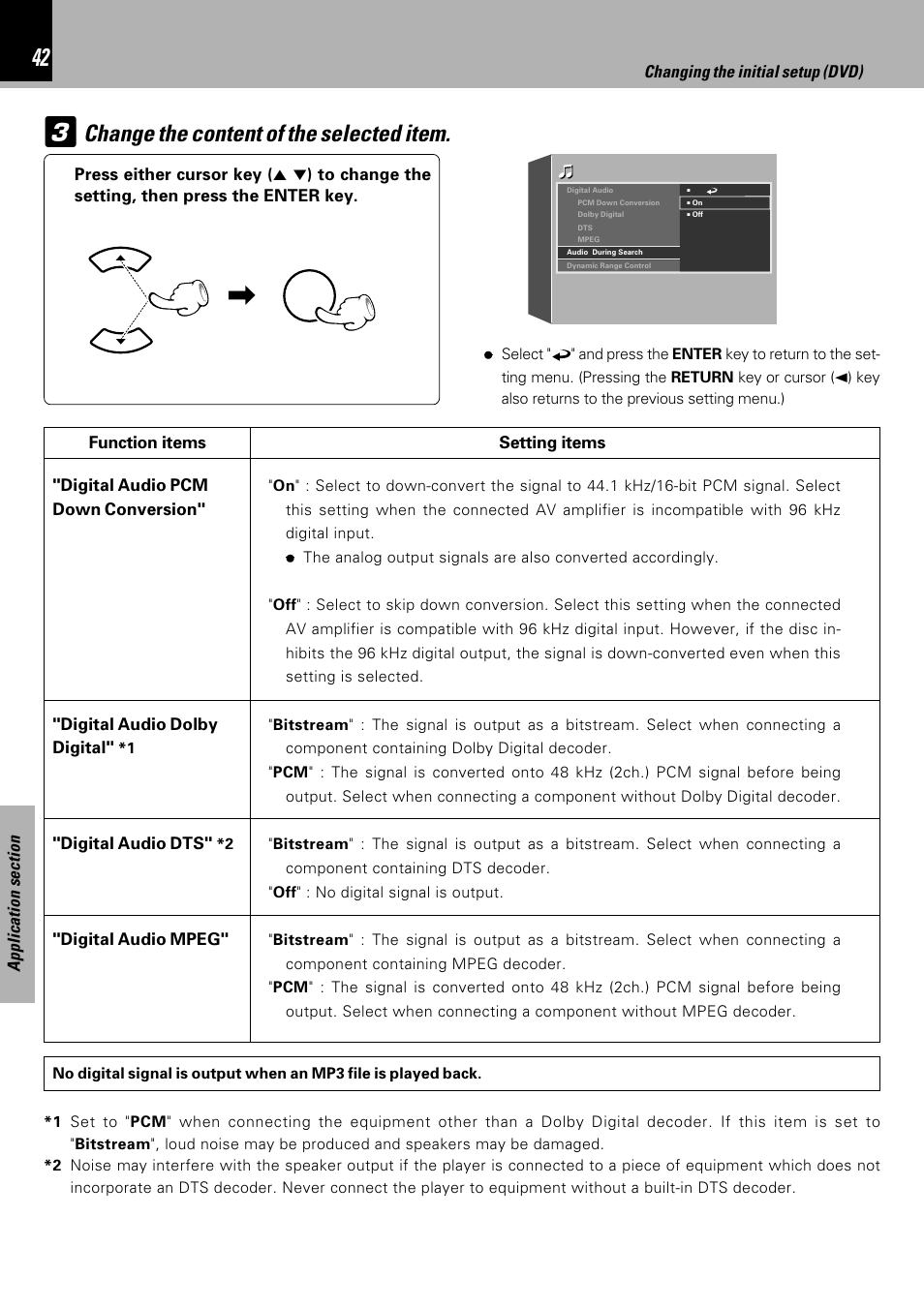 Change the content of the selected item | Kenwood HM-DV7 User Manual | Page 42 / 72