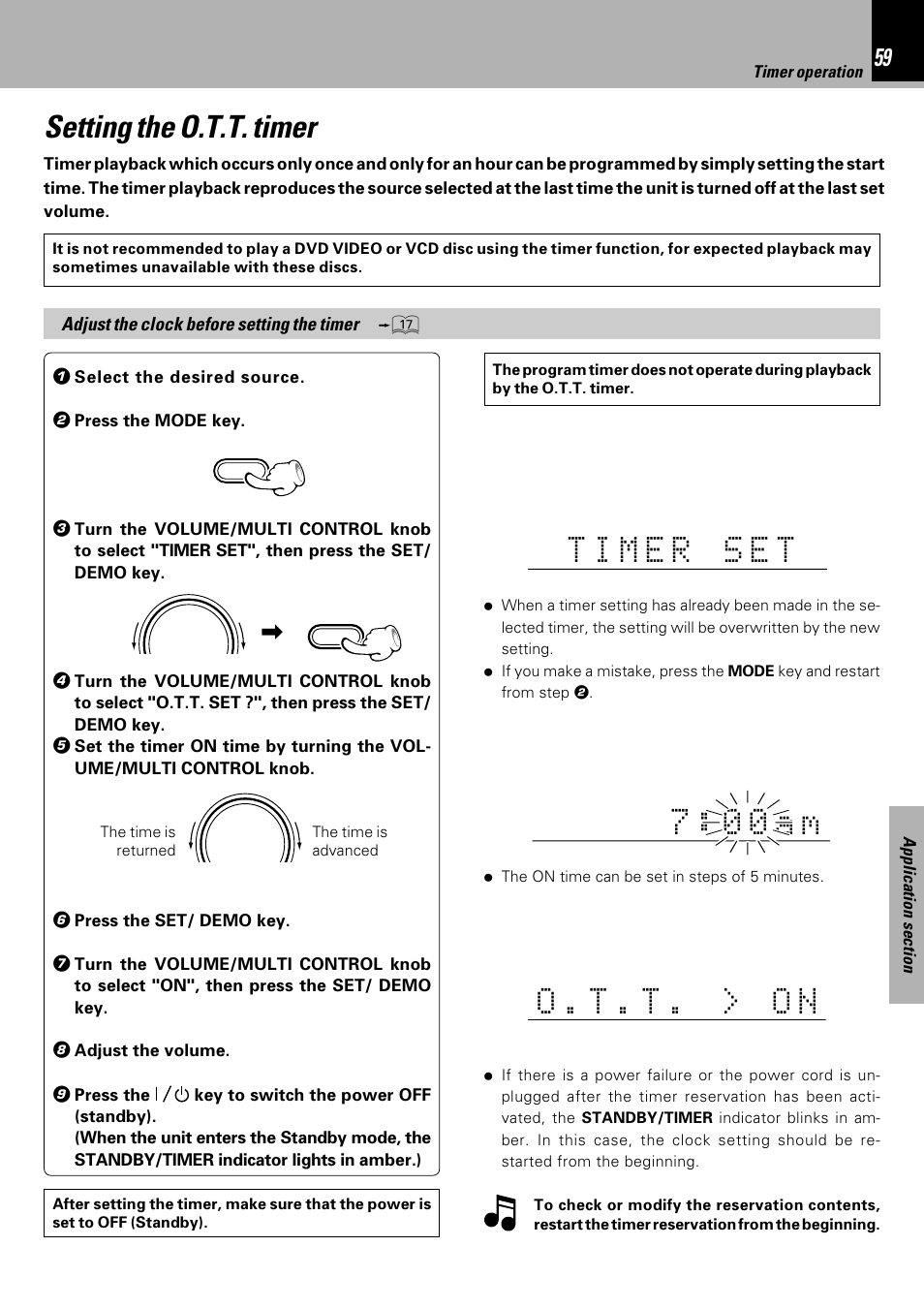 Setting the o.t.t. timer, 07 : a 0 m . t o . t o . n | Kenwood HM-DV7 User Manual | Page 59 / 72