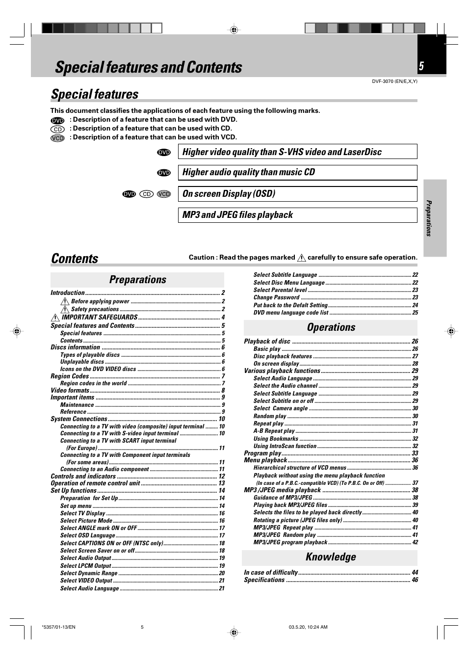 Kenwood DVF-3070 User Manual | Page 5 / 48