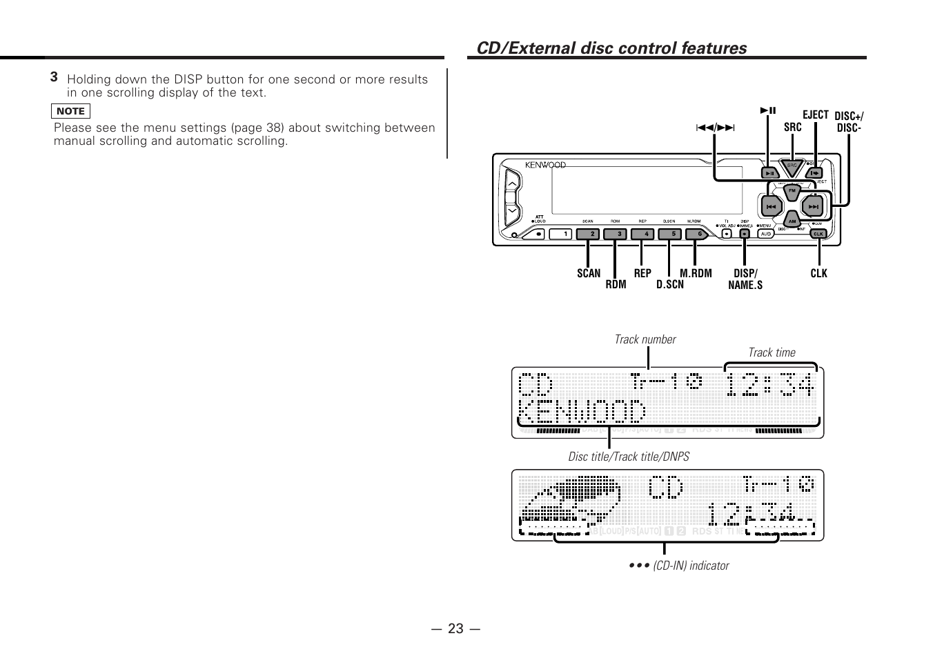 Cd/external disc control features | Kenwood CD-RECEIVER KDC-PS9080R User Manual | Page 23 / 52