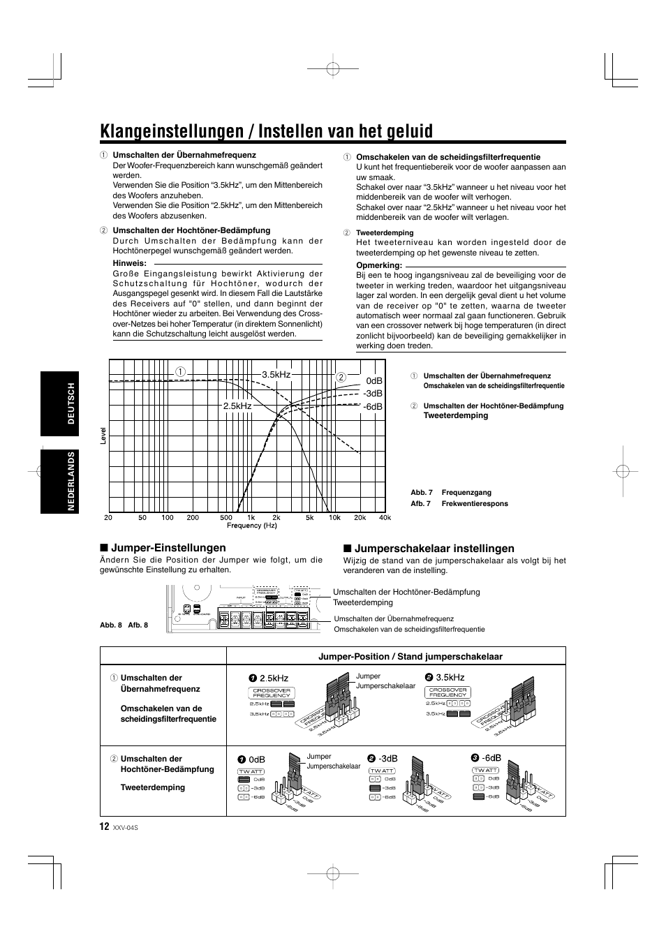 Klangeinstellungen / instellen van het geluid | Kenwood XXV-04S User Manual | Page 12 / 24