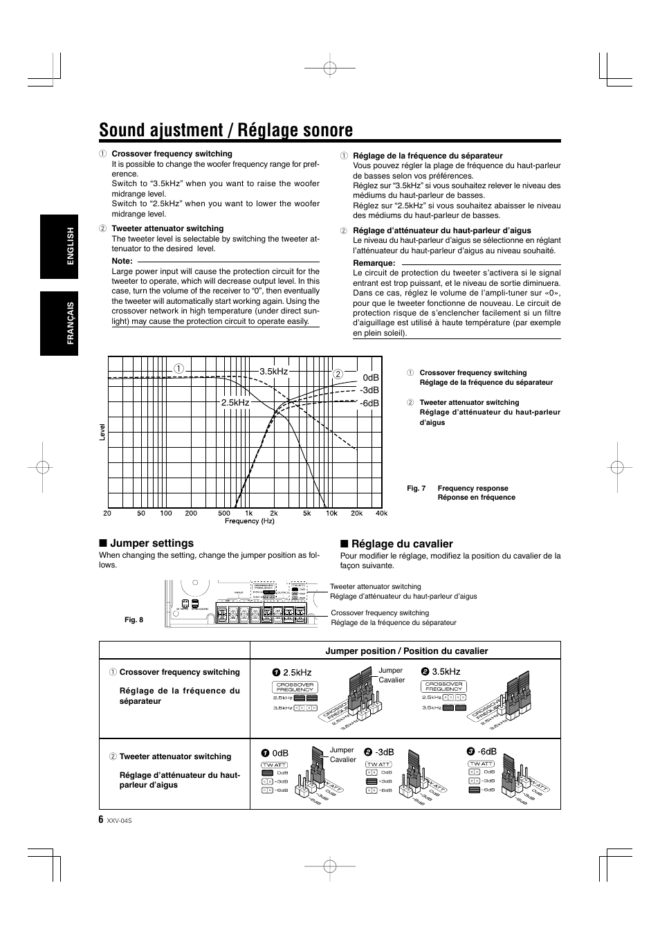 Sound ajustment / réglage sonore | Kenwood XXV-04S User Manual | Page 6 / 24