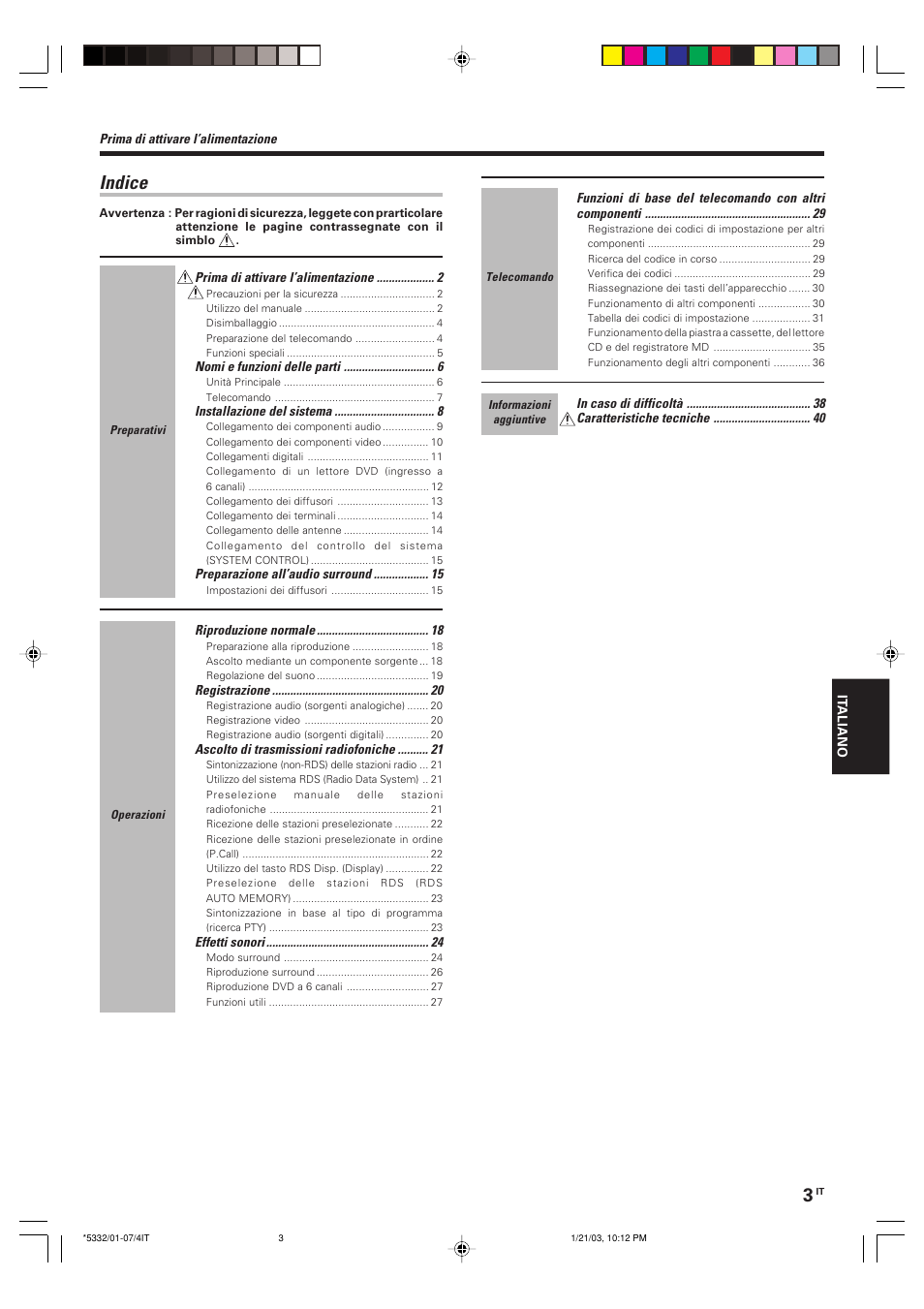 Indice | Kenwood KRF-V6070D User Manual | Page 123 / 200