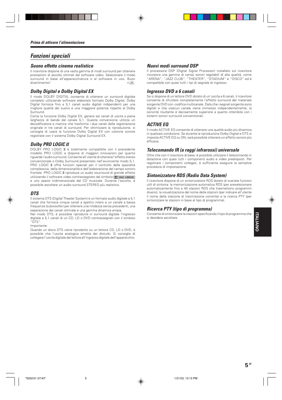 Funzioni speciali | Kenwood KRF-V6070D User Manual | Page 125 / 200