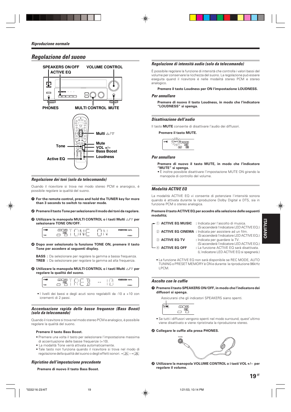 Regolazione del suono | Kenwood KRF-V6070D User Manual | Page 139 / 200