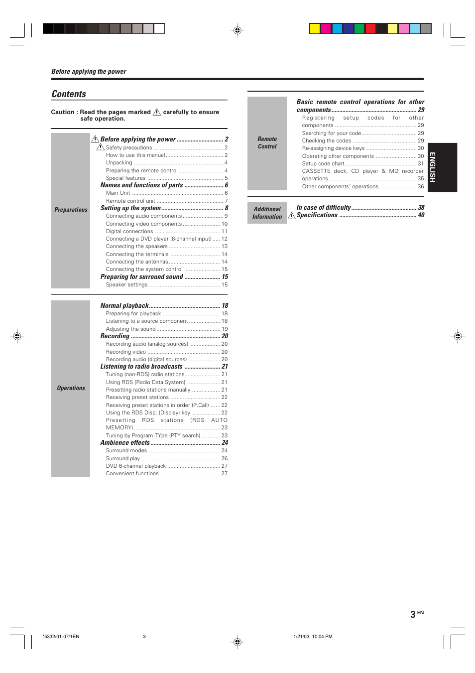 Kenwood KRF-V6070D User Manual | Page 3 / 200