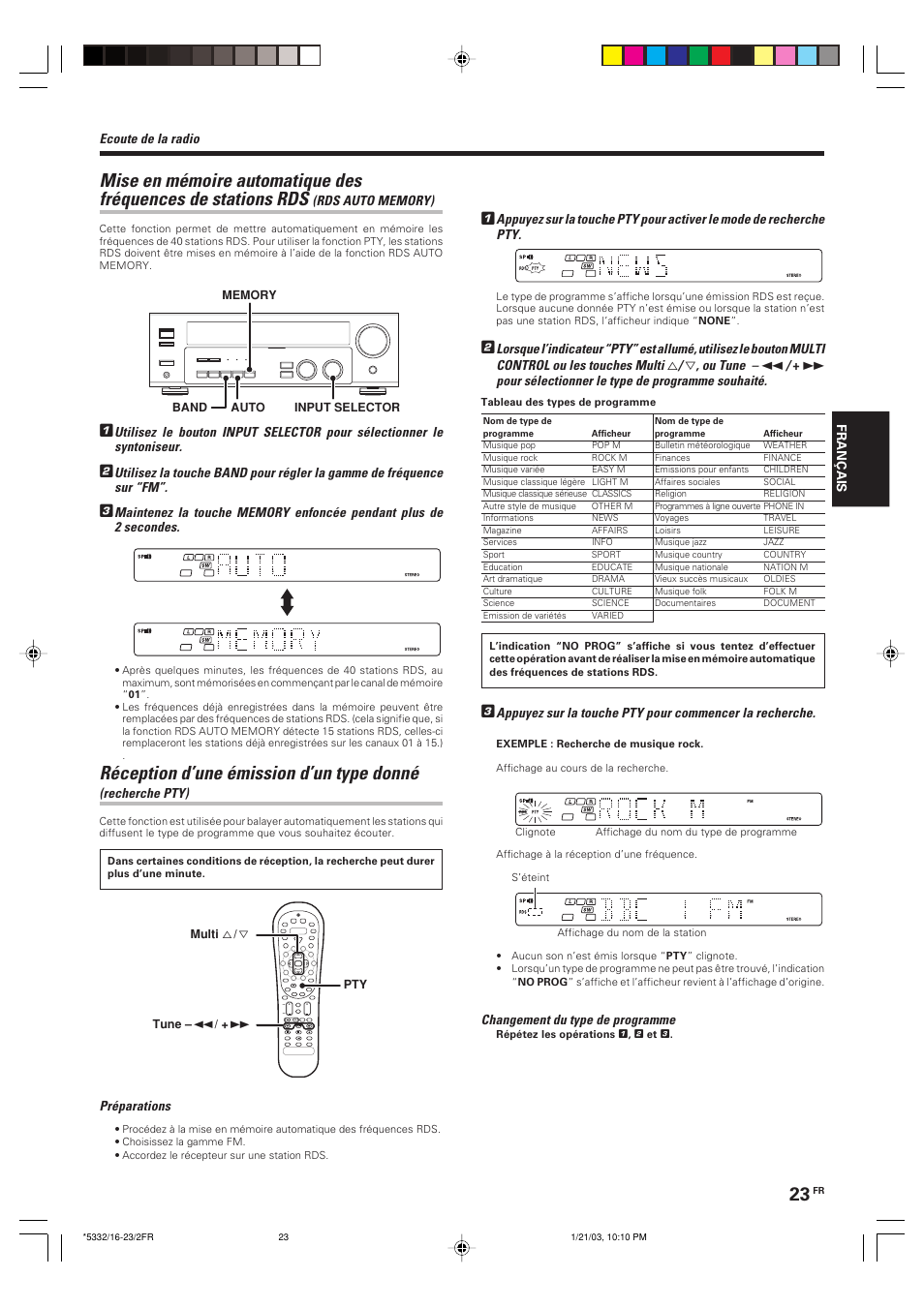 Réception d’une émission d’un type donné | Kenwood KRF-V6070D User Manual | Page 63 / 200