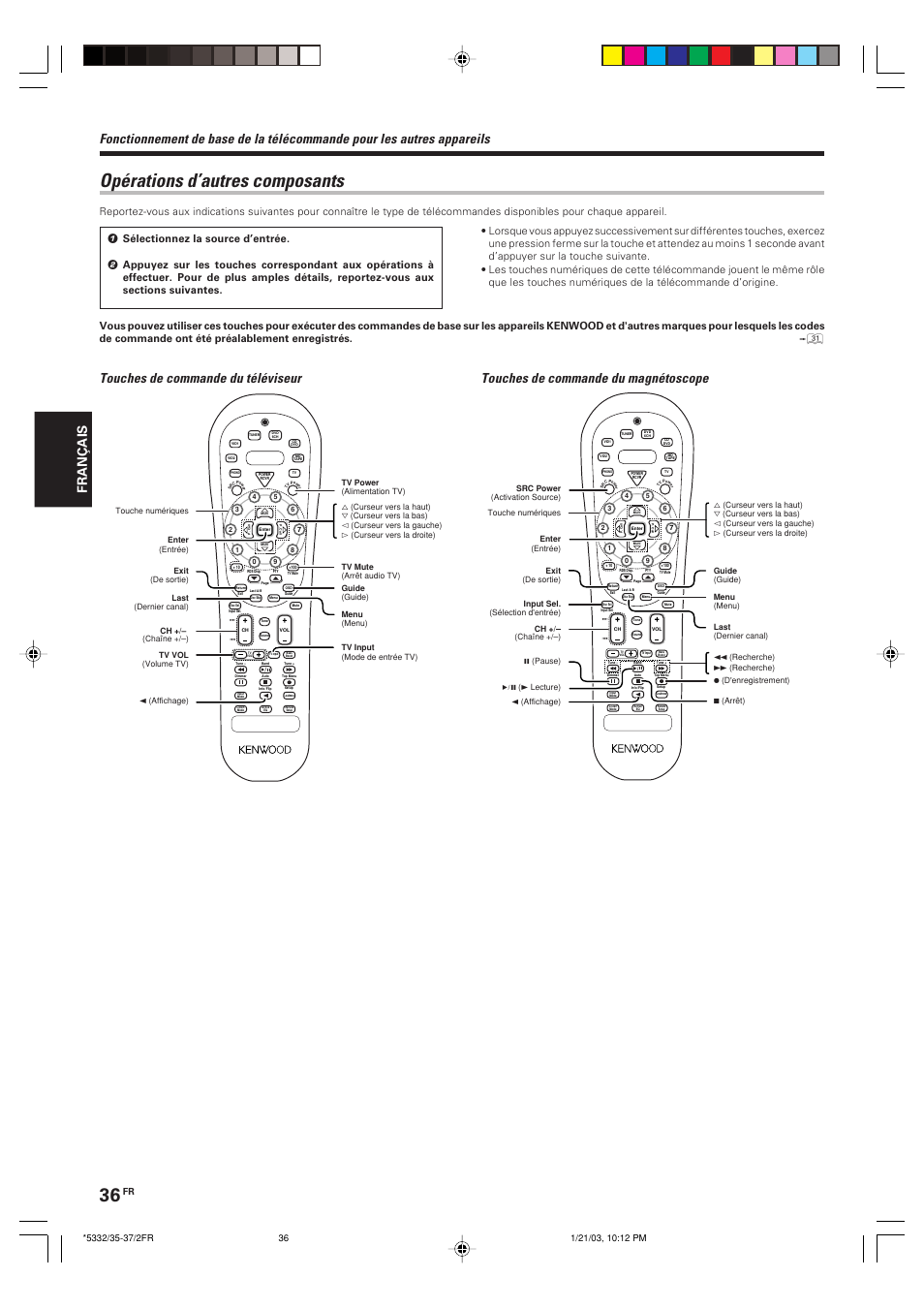 Operations d’autres composants, Opérations d’autres composants, Français | Kenwood KRF-V6070D User Manual | Page 76 / 200