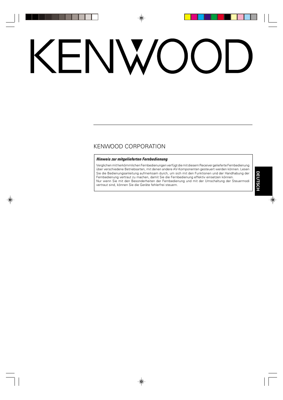 Deutsch, Krf-v6070d, Bedienungsanleitung | Kenwood KRF-V6070D User Manual | Page 81 / 200