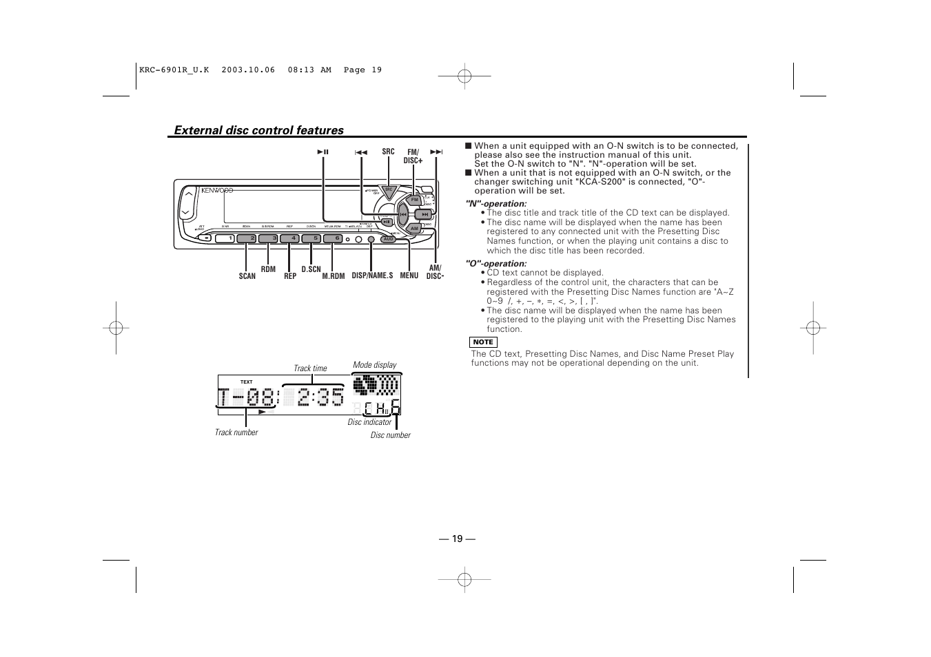 External disc control features | Kenwood KRC-6901R User Manual | Page 19 / 38