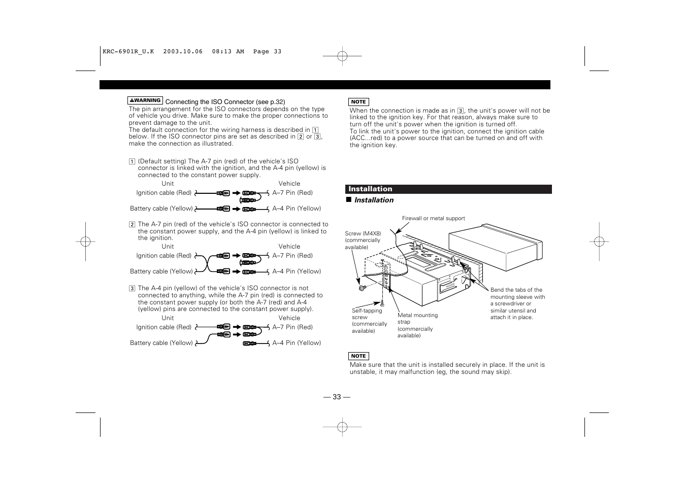 Installation | Kenwood KRC-6901R User Manual | Page 33 / 38