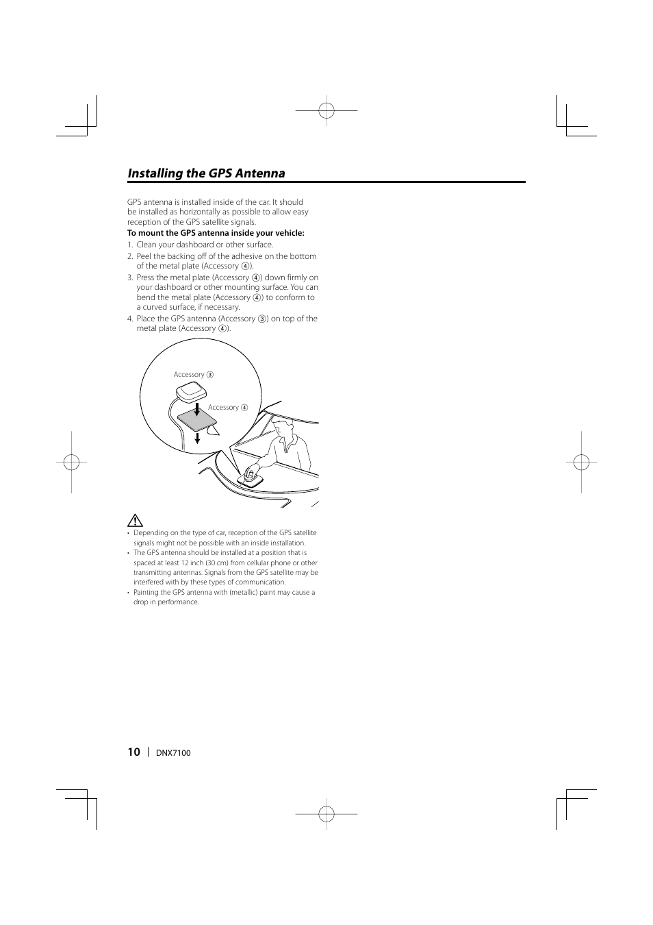 Installing the gps antenna | Kenwood DNX7100 User Manual | Page 10 / 32