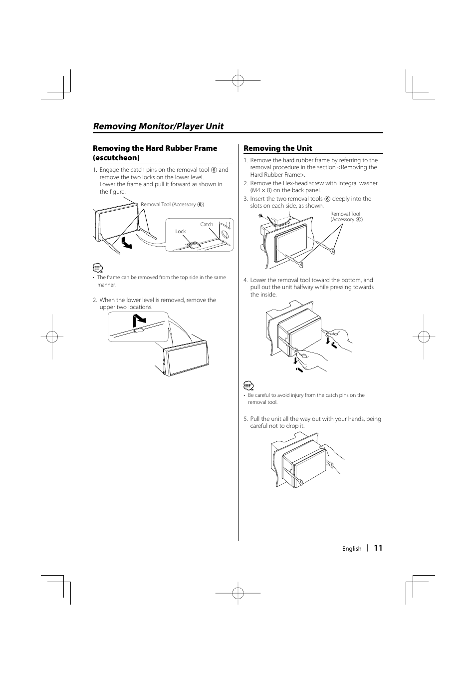 Removing monitor/player unit | Kenwood DNX7100 User Manual | Page 11 / 32