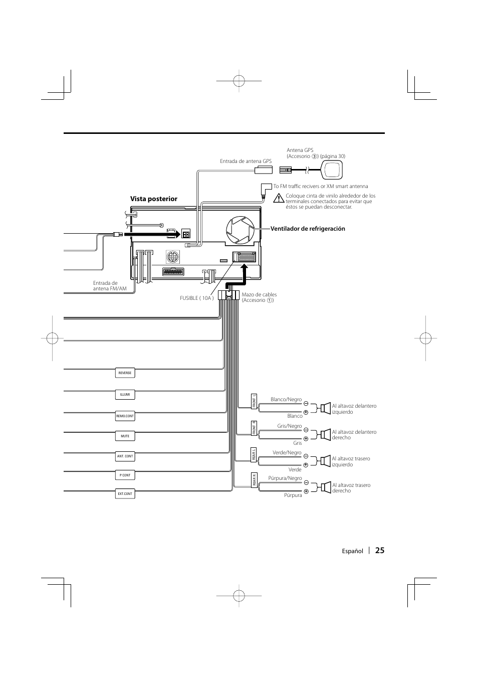 Vista posterior | Kenwood DNX7100 User Manual | Page 25 / 32