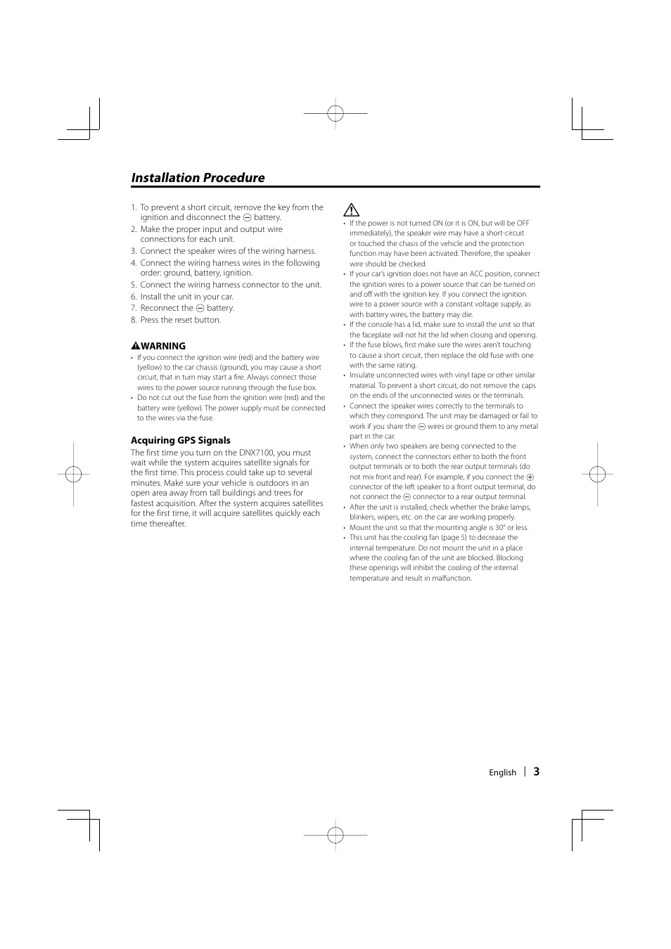 Installation procedure | Kenwood DNX7100 User Manual | Page 3 / 32