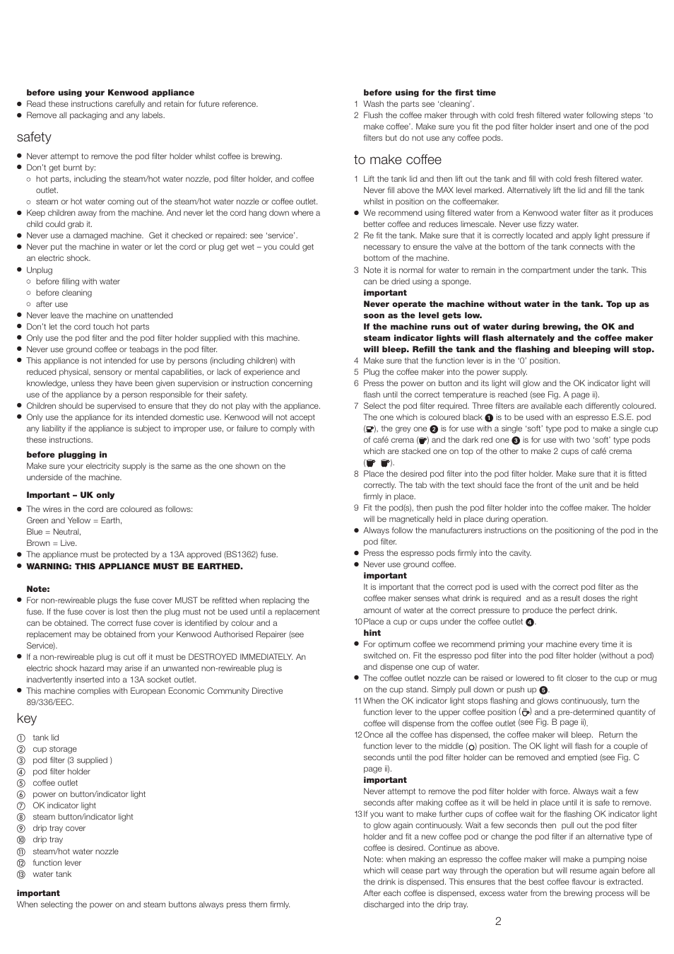 Safety | Kenwood ESP100 series User Manual | Page 6 / 9