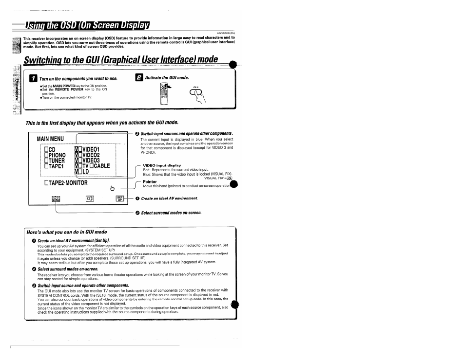 Here's what you can do in gui mode, I u? i | Kenwood KR-V990D User Manual | Page 14 / 44