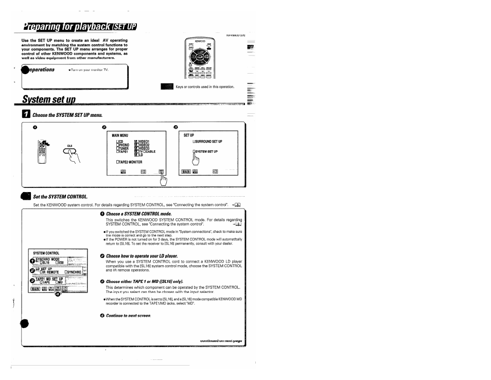 I^eparations, Sj^msetug | Kenwood KR-V990D User Manual | Page 17 / 44
