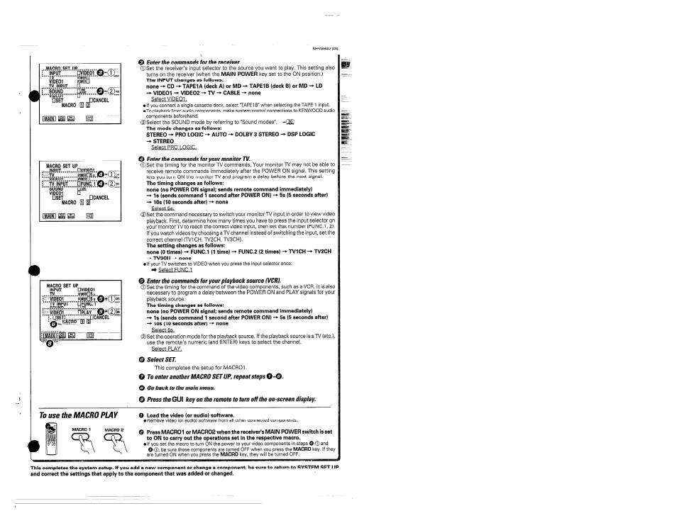 To use the macro play, Tъ ъ | Kenwood KR-V990D User Manual | Page 19 / 44