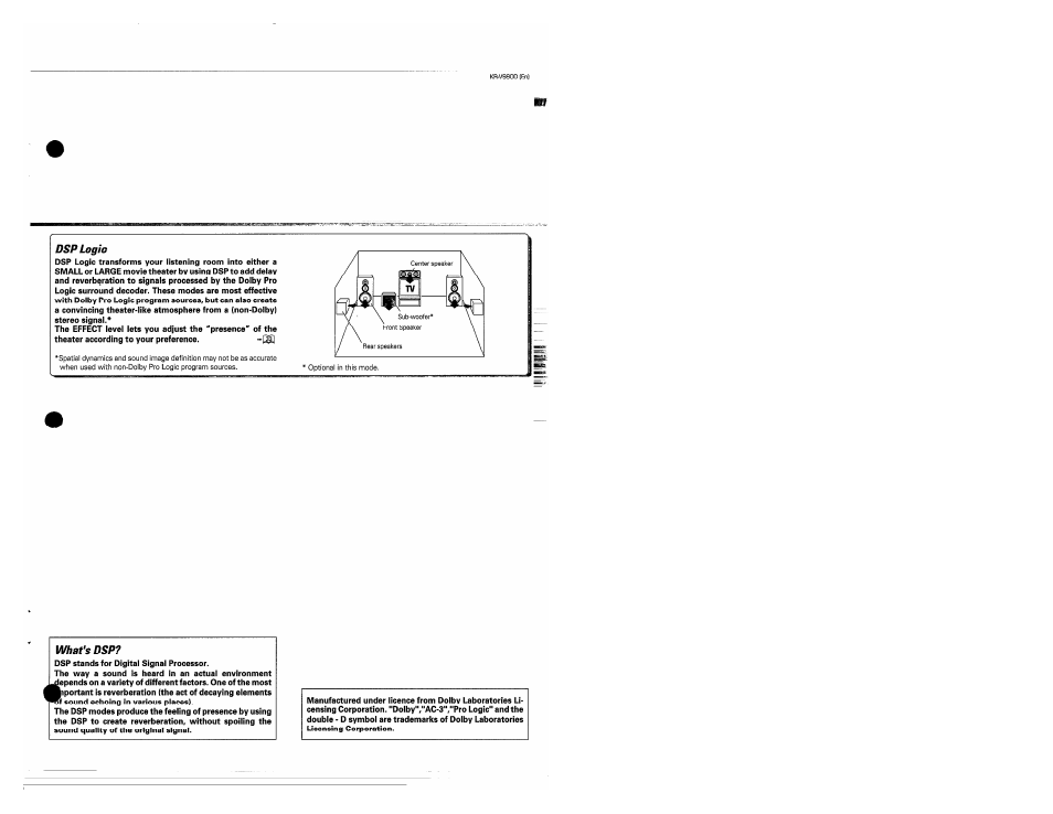 Dsp logic, What's dsp | Kenwood KR-V990D User Manual | Page 31 / 44