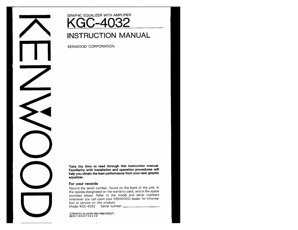 Kenwood KGC-4032 User Manual | 12 pages