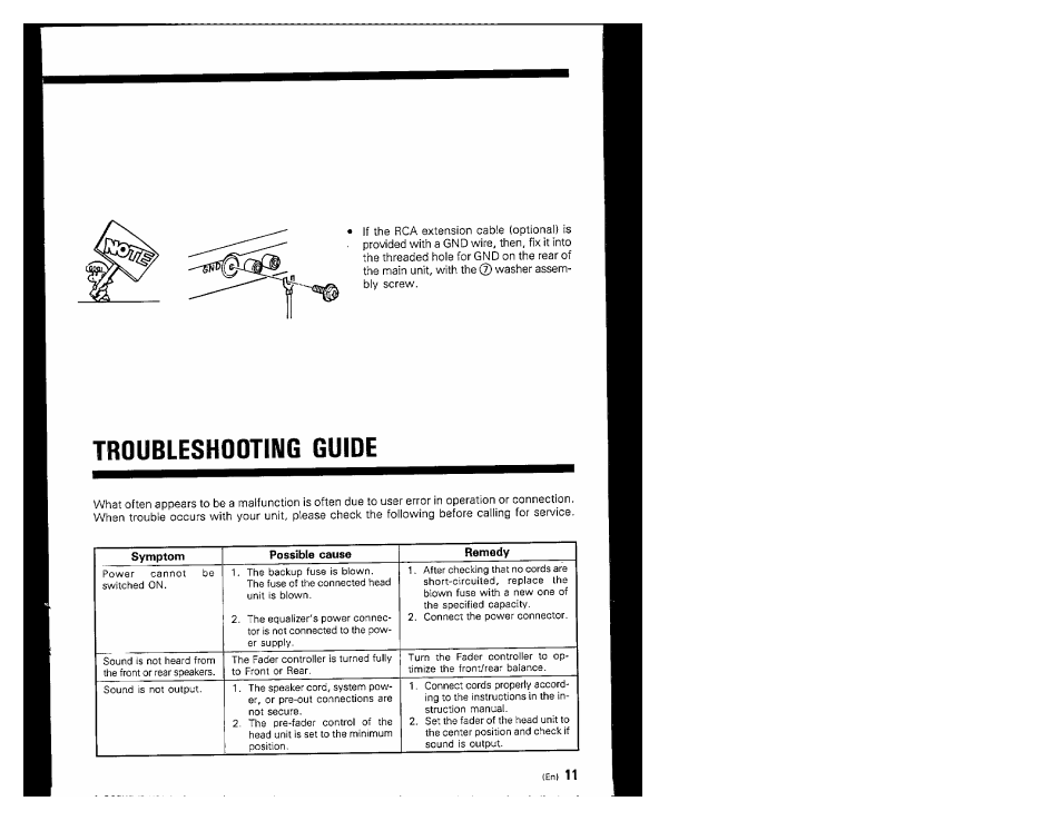 Troubleshooting guide | Kenwood KGC-4032 User Manual | Page 11 / 12