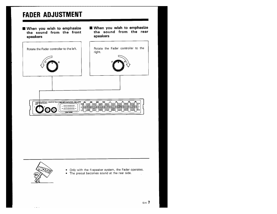 Fader adjustment | Kenwood KGC-4032 User Manual | Page 7 / 12