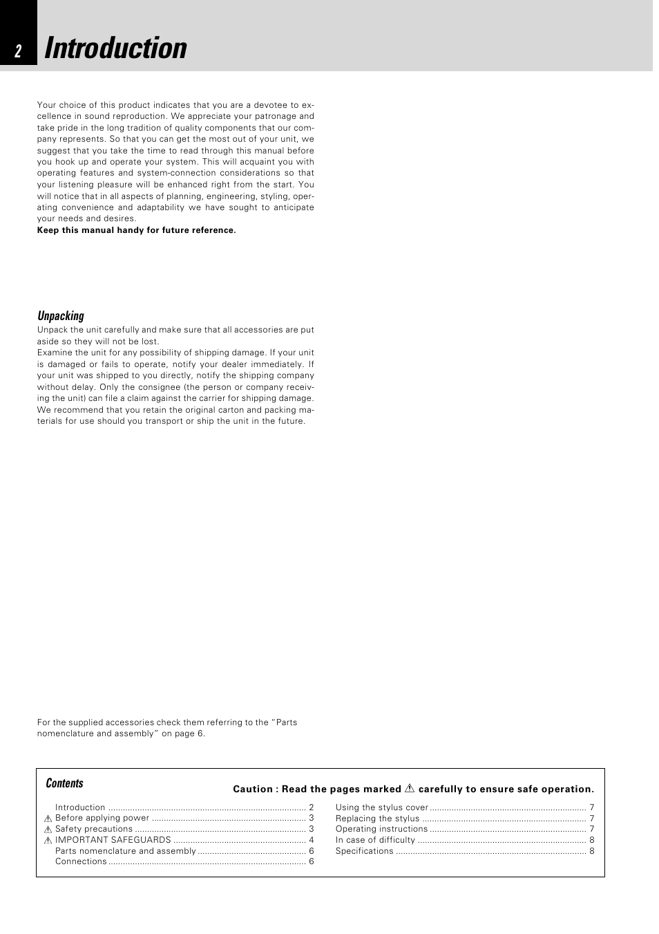 Introduction | Kenwood P-110 User Manual | Page 2 / 8