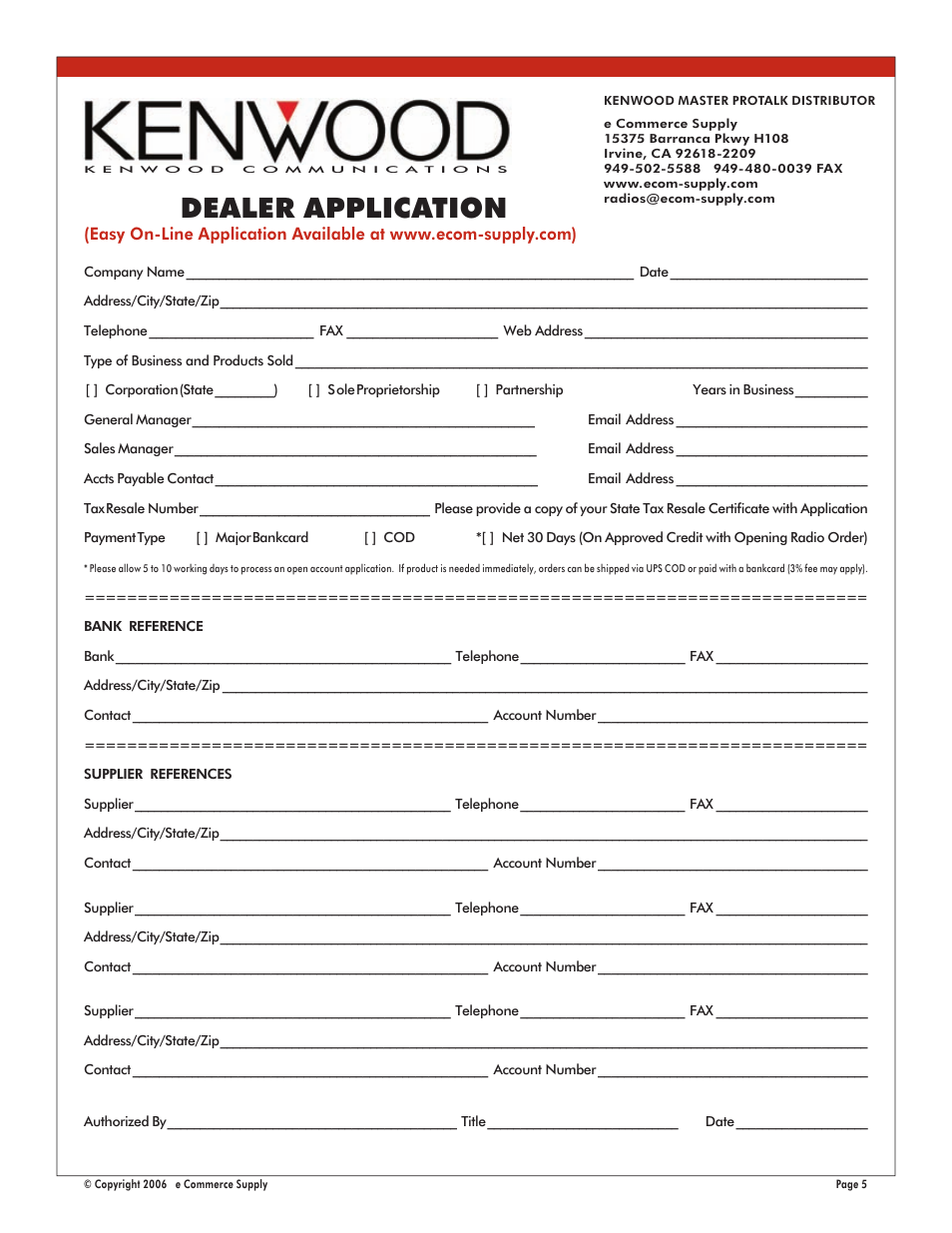 Dealer application | Kenwood EQ016R User Manual | Page 5 / 10
