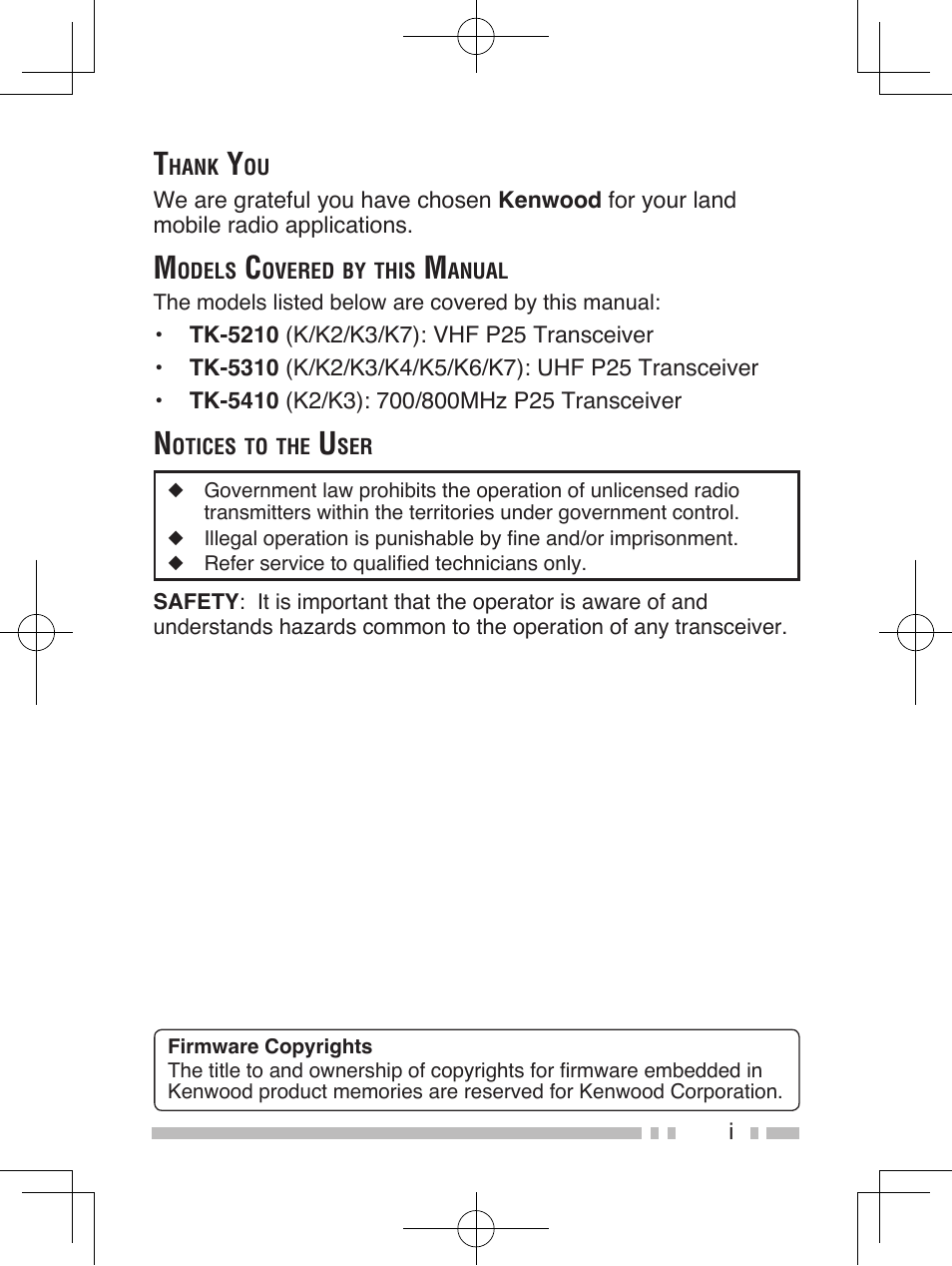 Kenwood TK-5410 User Manual | Page 3 / 66