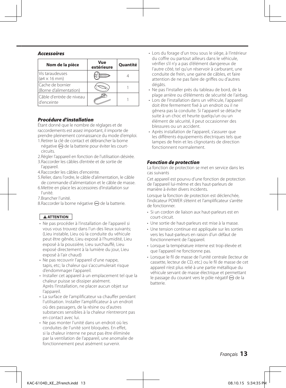 Kenwood KAC-6104D User Manual | Page 13 / 28