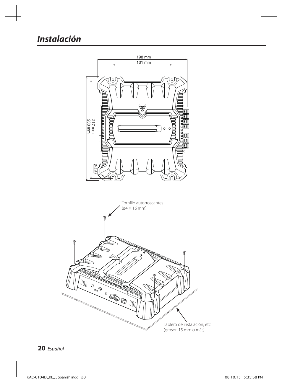 Instalación | Kenwood KAC-6104D User Manual | Page 20 / 28