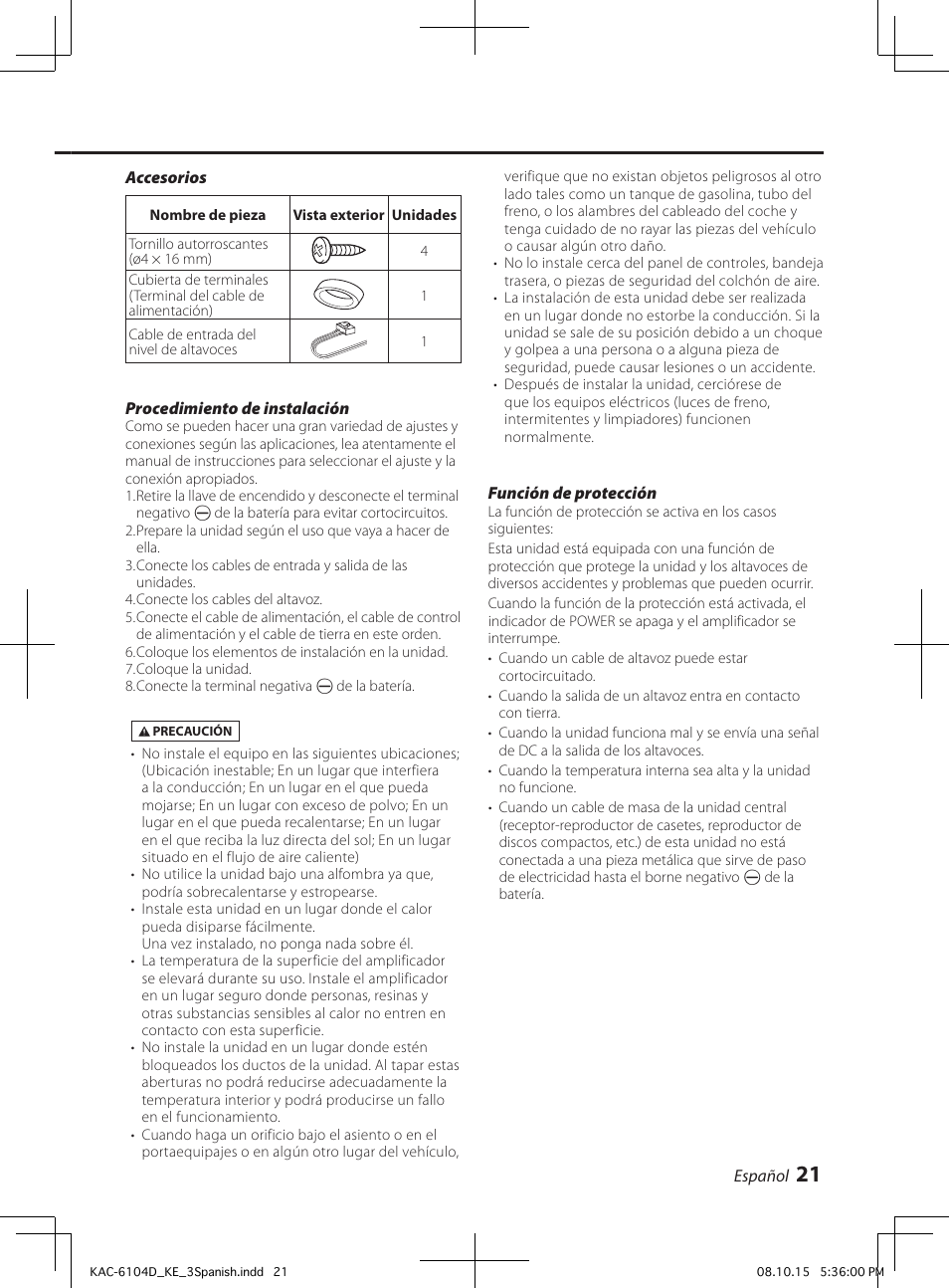 Kenwood KAC-6104D User Manual | Page 21 / 28