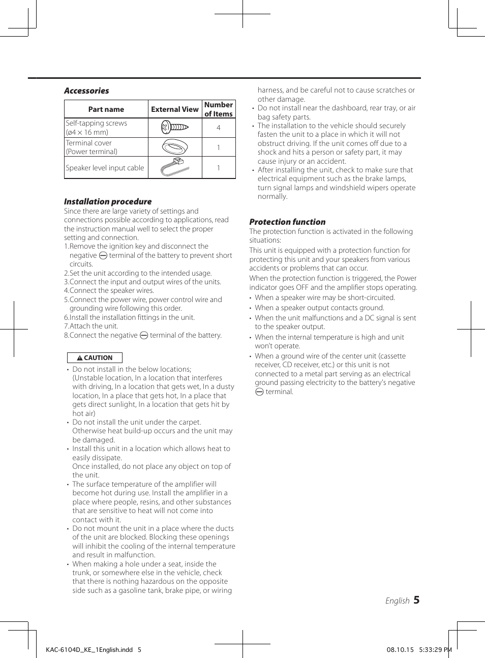Kenwood KAC-6104D User Manual | Page 5 / 28