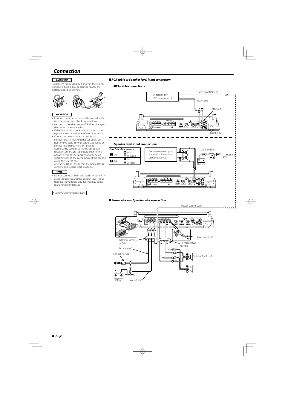 Connection | Kenwood KAC-8103D User Manual | Page 4 / 20