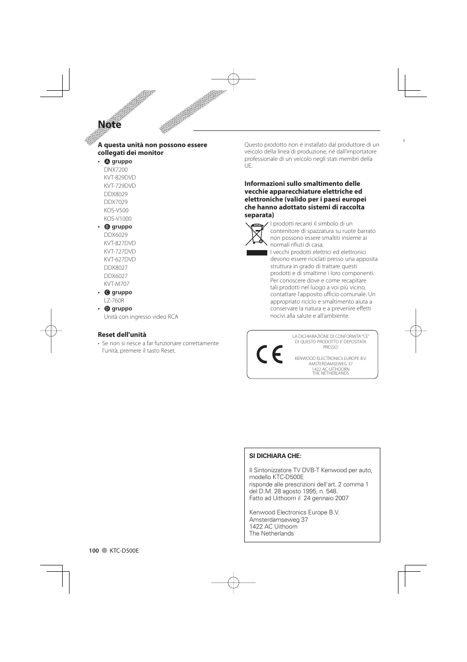 Kenwood KTC-D500E User Manual | Page 100 / 172