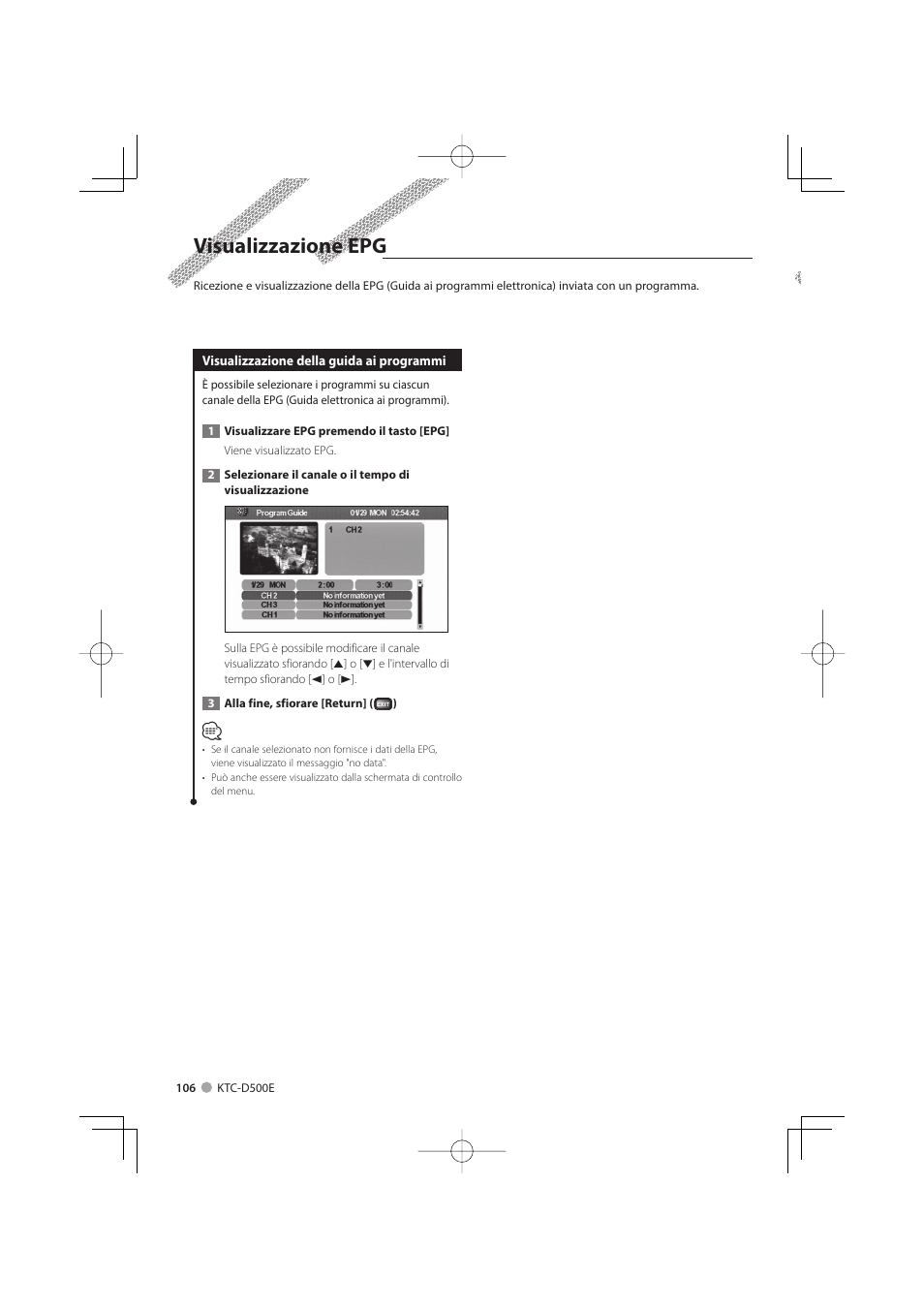 Visualizzazione epg | Kenwood KTC-D500E User Manual | Page 106 / 172
