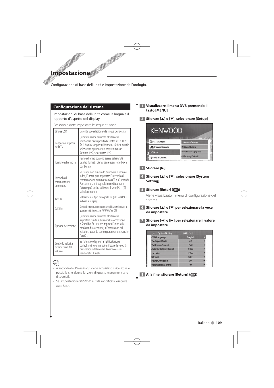 Impostazione | Kenwood KTC-D500E User Manual | Page 109 / 172