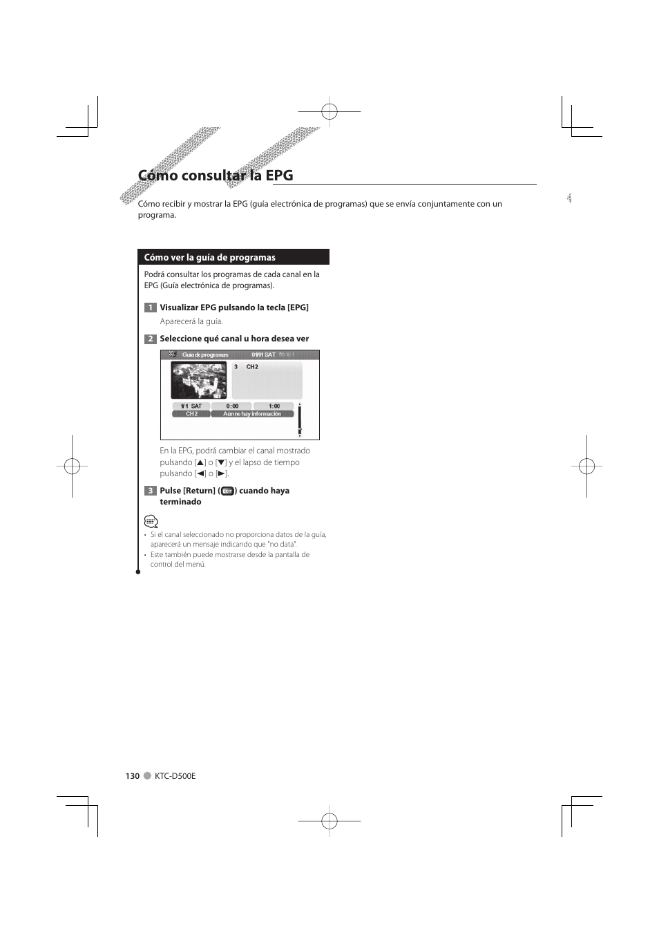 Cómo consultar la epg | Kenwood KTC-D500E User Manual | Page 130 / 172