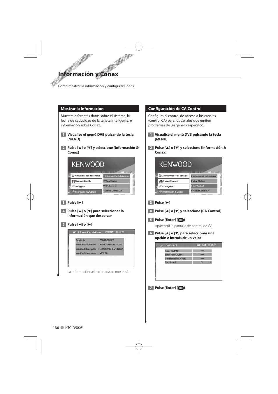 Información y conax | Kenwood KTC-D500E User Manual | Page 136 / 172