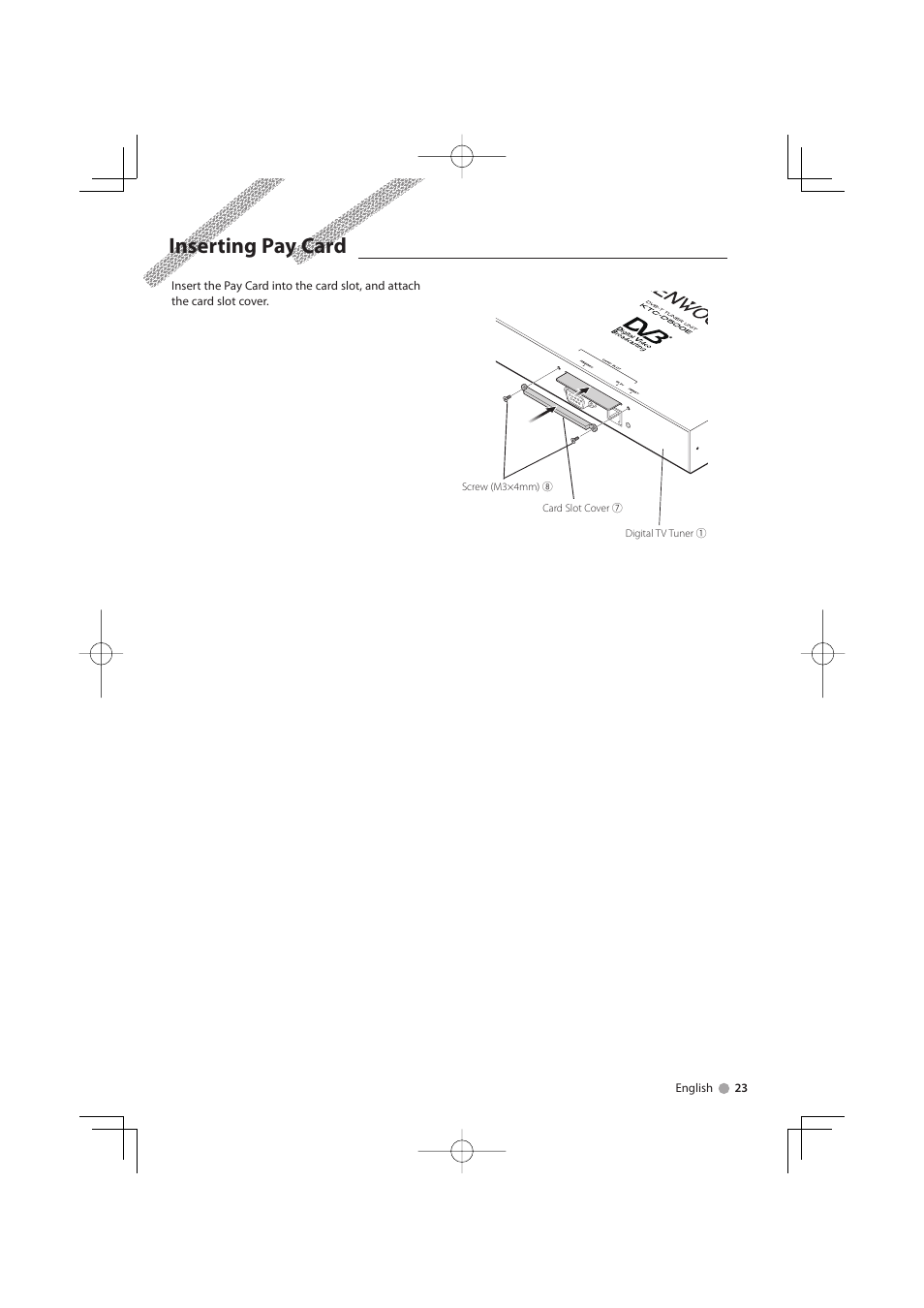 Inserting pay card | Kenwood KTC-D500E User Manual | Page 23 / 172