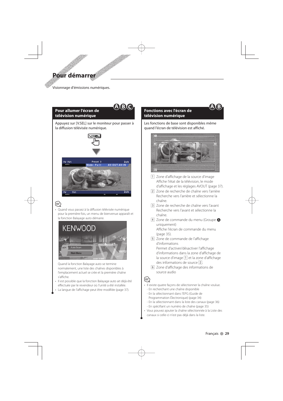 Pour démarrer | Kenwood KTC-D500E User Manual | Page 29 / 172