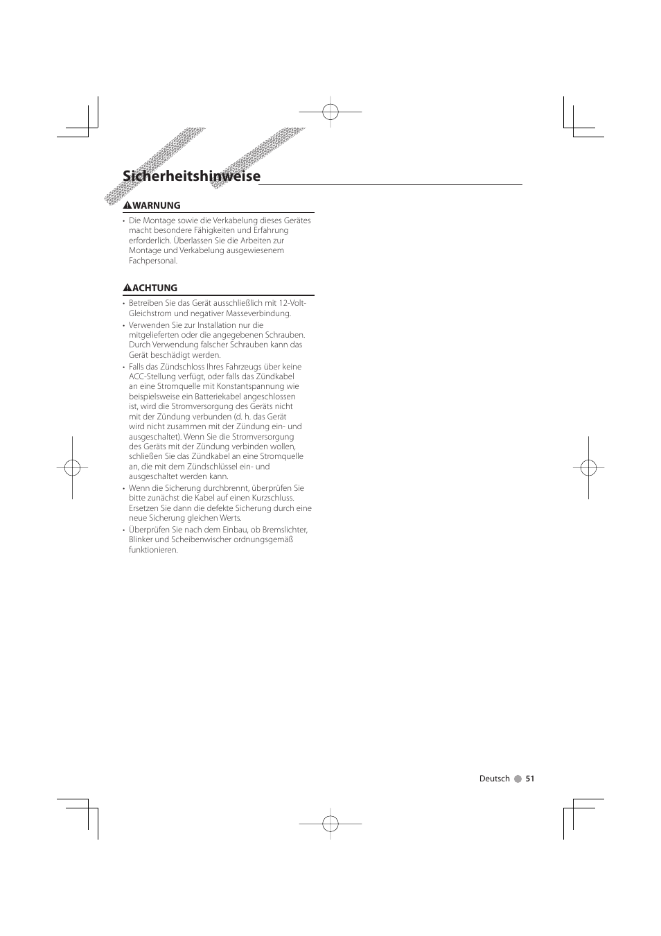Sicherheitshinweise | Kenwood KTC-D500E User Manual | Page 51 / 172