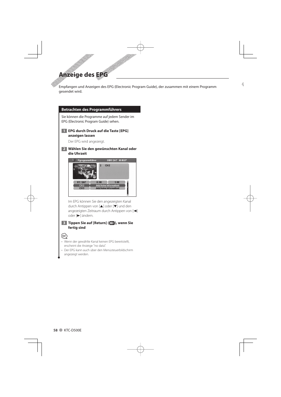 Anzeige des epg | Kenwood KTC-D500E User Manual | Page 58 / 172