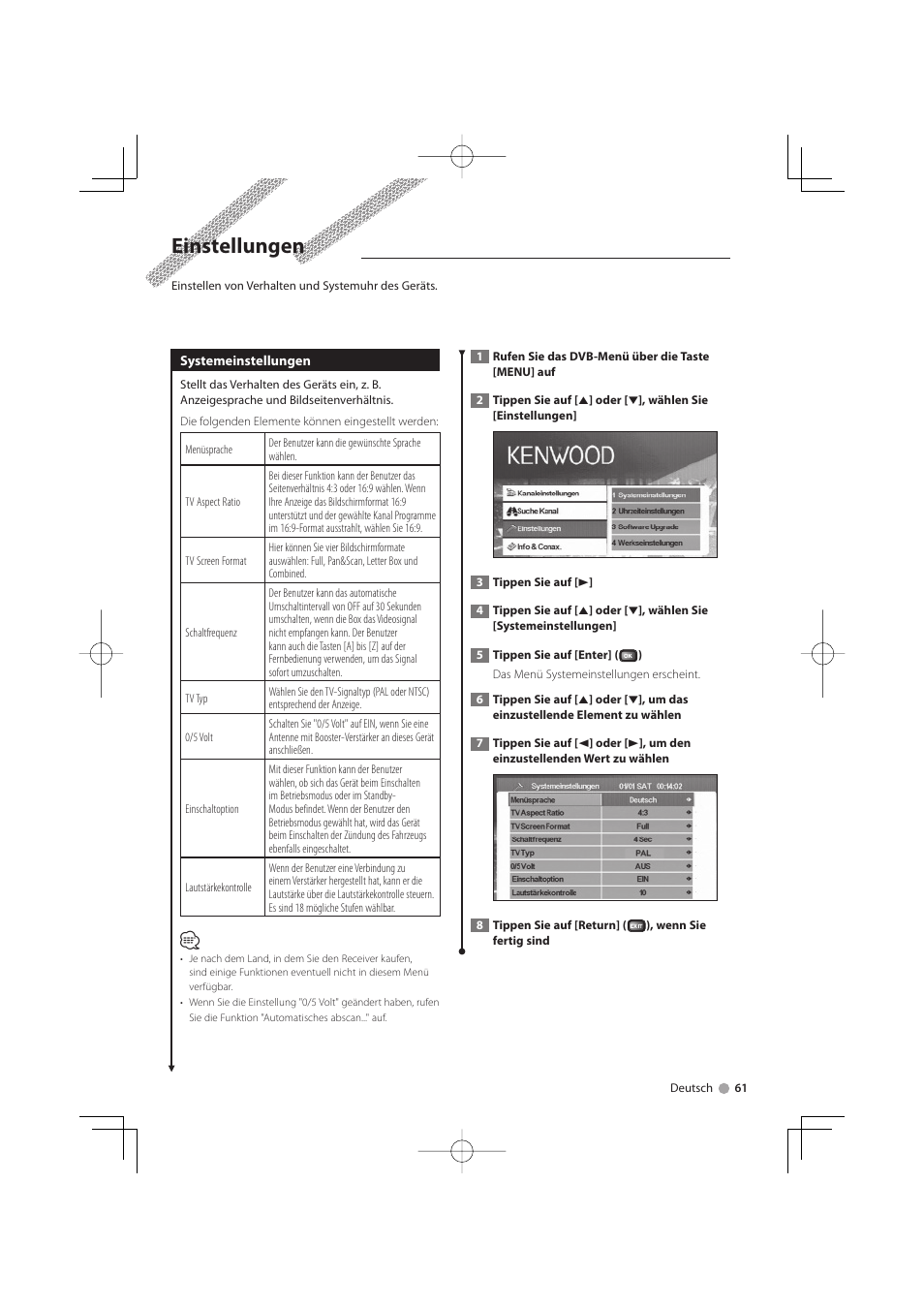 Einstellungen | Kenwood KTC-D500E User Manual | Page 61 / 172
